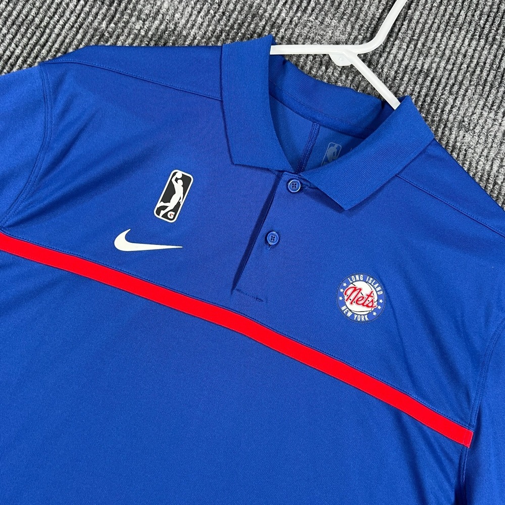 Long Island Nets Polo Shirt Mens Medium Blue Short Sleeve Nike NBA G League